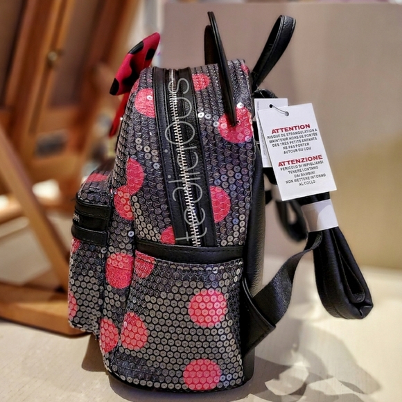 DISNEY LOUNGEFLY MINNIE POLKA DOT BACKPACK - Picture 4 of 7